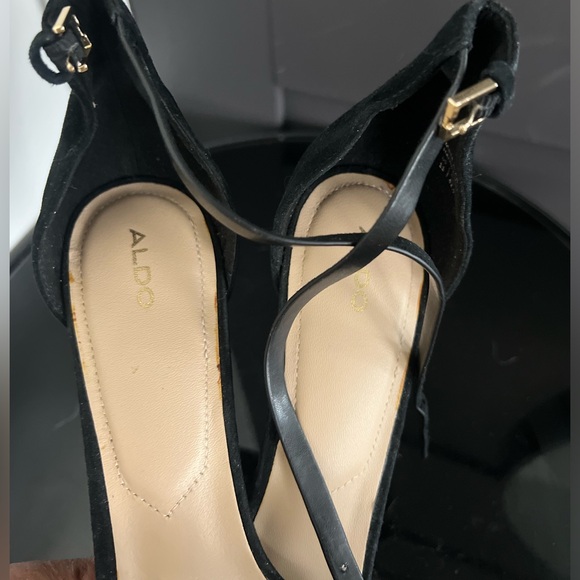 Black Suede Open Toed Stilettos - Picture 4 of 4